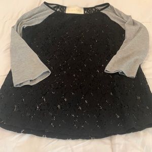 Black lace shirt with gray sleeves